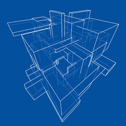 Wireframe boxes sketch style vector