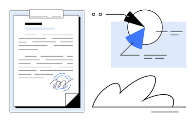 document signing process with analytics and data vector image