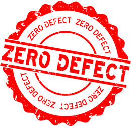 grunge red zero defect word round rubber seal vector image