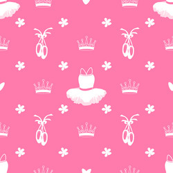 Seamless pattern featuring tutu pointe shoes vector