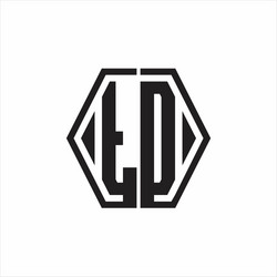 td logo monogram with hexagon line rounded design vector image