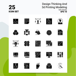 25 design thinking and 3d printing modeling icon vector image