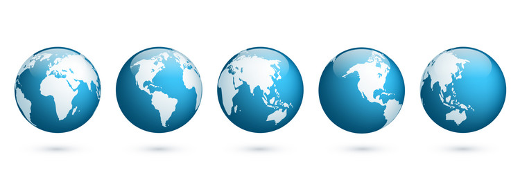 earth globe world map set planet with continents vector image