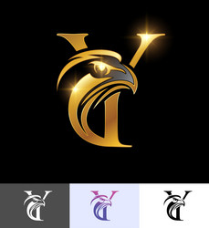 Golden eagle monogram initial letter v Royalty Free Vector