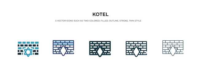 Kotel icon in different style two colored vector