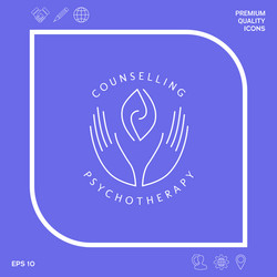 logotype - hands support two hemispheres of th vector image