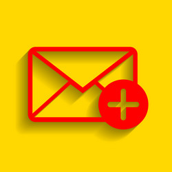 mail sign with add mark red vector image