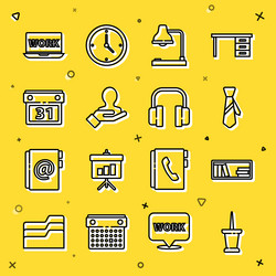 set line push pin shelf with books tie table vector image