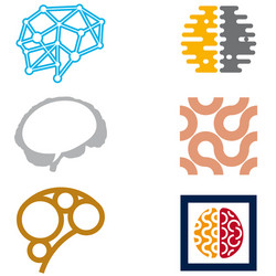 six brain icons in flat and plain style vector image