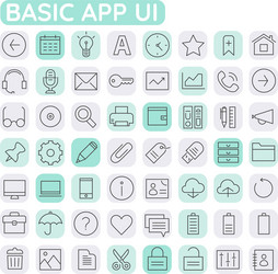 big basic app ui ux and office linear icon set vector image