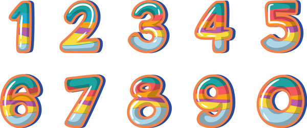 font design for number one to zero on white vector