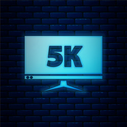 glowing neon computer pc monitor display with 5k vector image