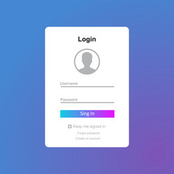 member login form interface for web page site vector image
