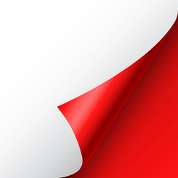 Red paper curl curled page corner with shadow vector