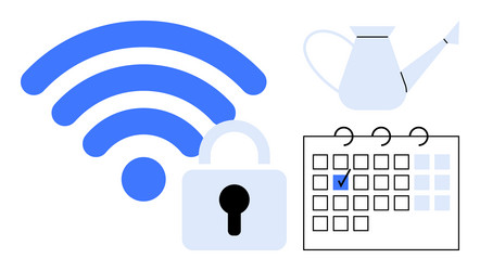 secure wireless connection with calendar vector image