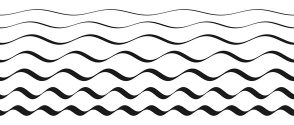 wavy border pattern set repeating wave lines vector