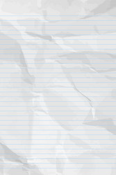 White lean crumpled notebook paper with lines vector