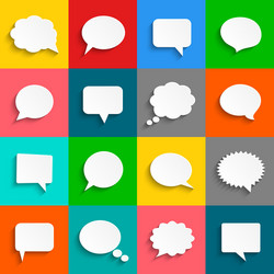 White speech bubbles icon set vector