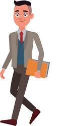 Young man worker employee holding document vector