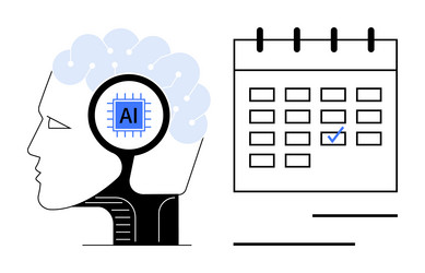 artificial intelligence integration in brain vector image
