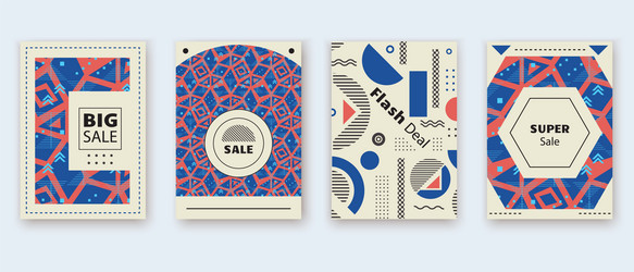 geometry banner set memphis pattern vector image
