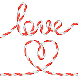 greeting card with heart from rope concept can vector