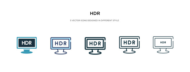 hdr icon in different style two colored vector image