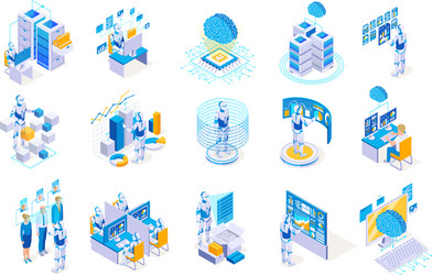 robotic interfaces icon set vector image