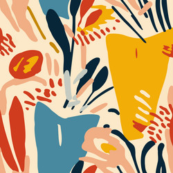seamless pattern with abstract shapes and hand vector image