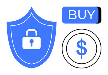 secure online purchase concept with shield lock vector image