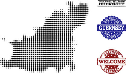 welcome composition of halftone map guernsey vector