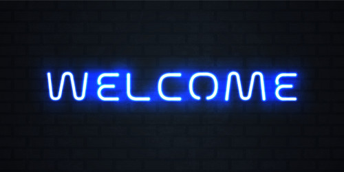 Welcome neon light sign glowing blue vector