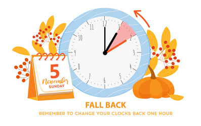 Daylight saving time ends 5 november 2023 banner Vector Image