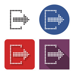 dotted icon exit logout in four variants vector image