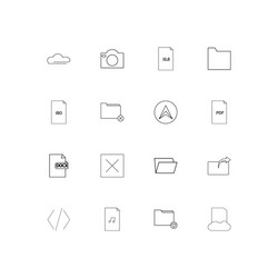files and folders sign linear thin icons set vector image