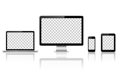 realistic computer laptop tablet and mobile vector image