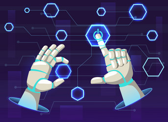 robotic hands artificial intelligence moves vector image