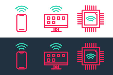 set line processor with microcircuits cpu vector image
