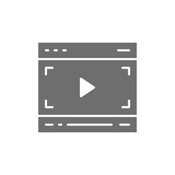 Video player on browser multimedia page grey icon vector