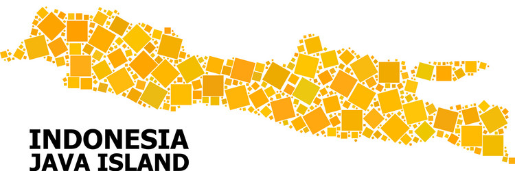 golden rotated square mosaic map java island vector image