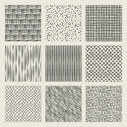 Hand-Drawn Monochrome Pattern Set vector image