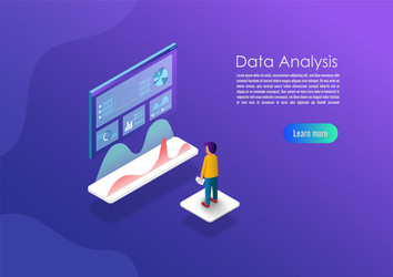 isometric data analytics concept banner can use vector image