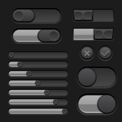 Set of black interface switch buttons sliders vector