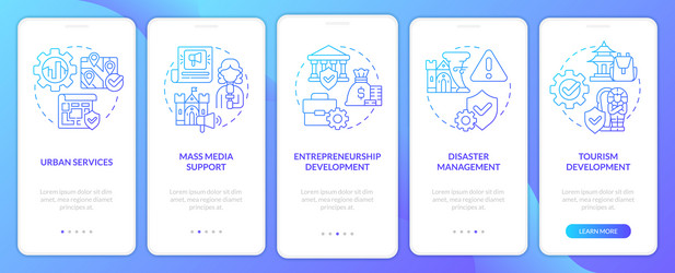 Developmental activities blue gradient onboarding vector