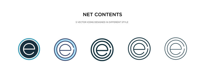 net contents icon in different style two colored vector image
