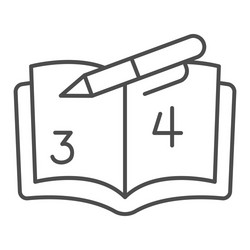 notebook with pen and grades thin line icon back vector image