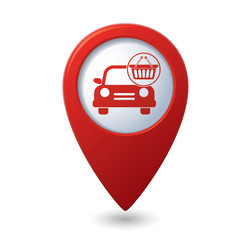 Red Pointer with Shopping Basket Icon vector image