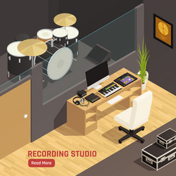 Soundbox interior isometric composition Royalty Free Vector