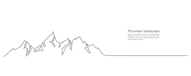 One continuous line drawing of mountain range vector