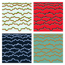 set of color hand-drawing wave sea background vector image